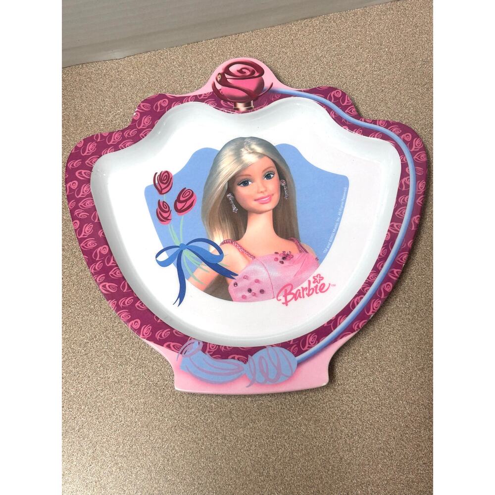 vintage 2003 Barbie melamine collector plate featuring a rose design
